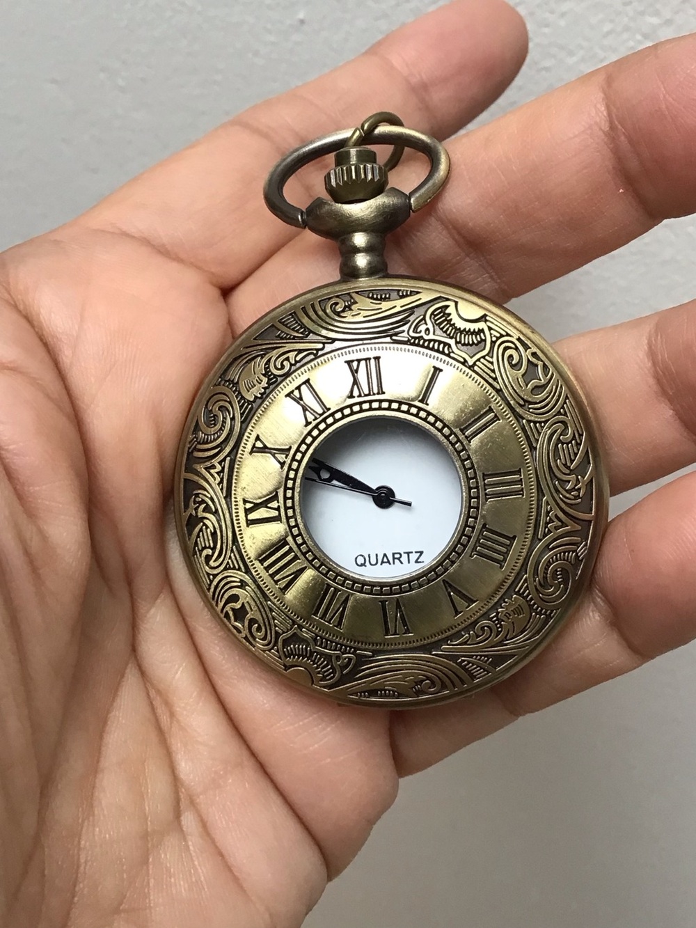 Vintage Style Steampunk Roman Numeral Brass Engraved Pocket Watch